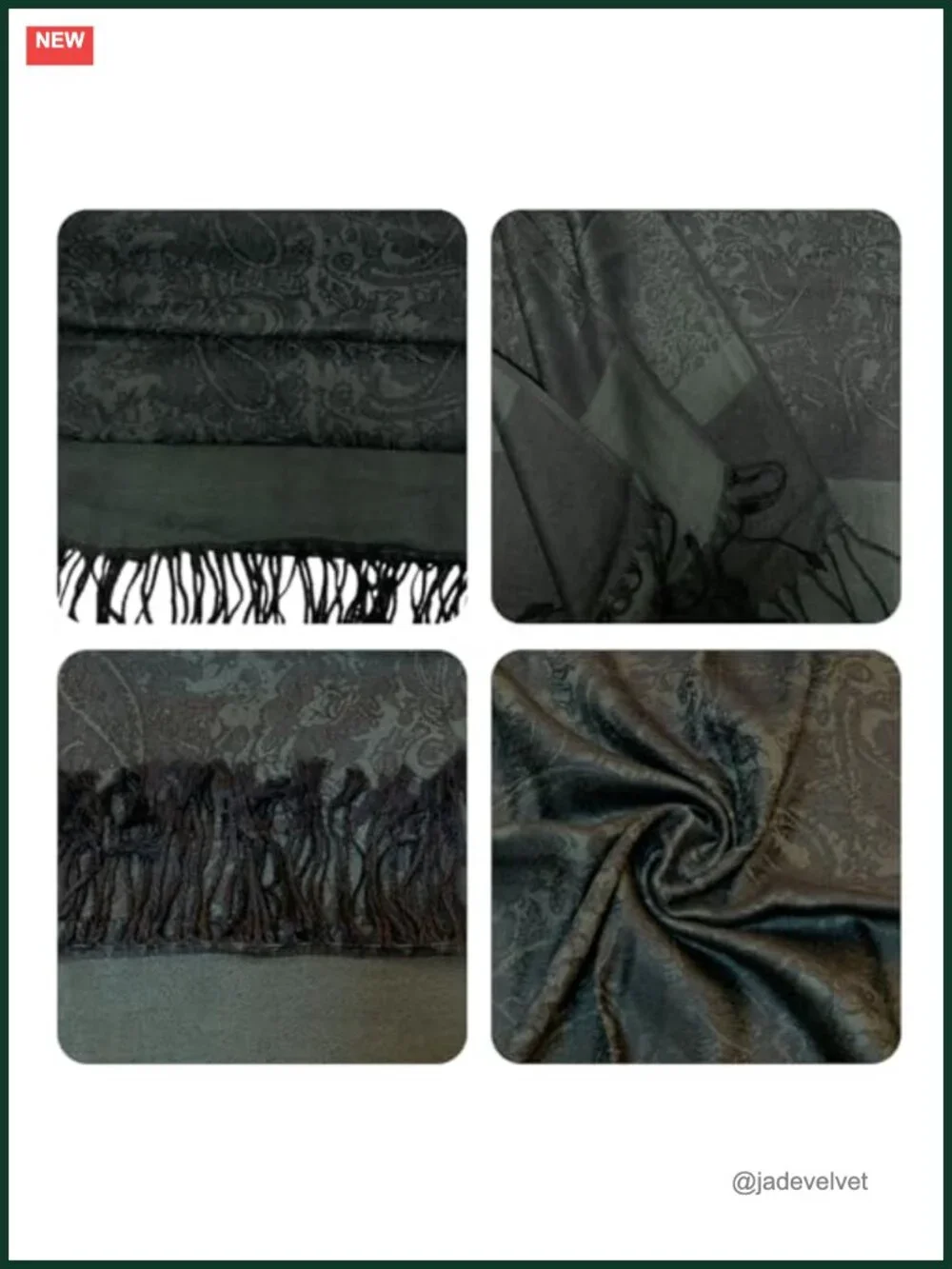 Pashmina Shawl Wrap Scarf Reversible Jacquard Fringe Wedding Accessory